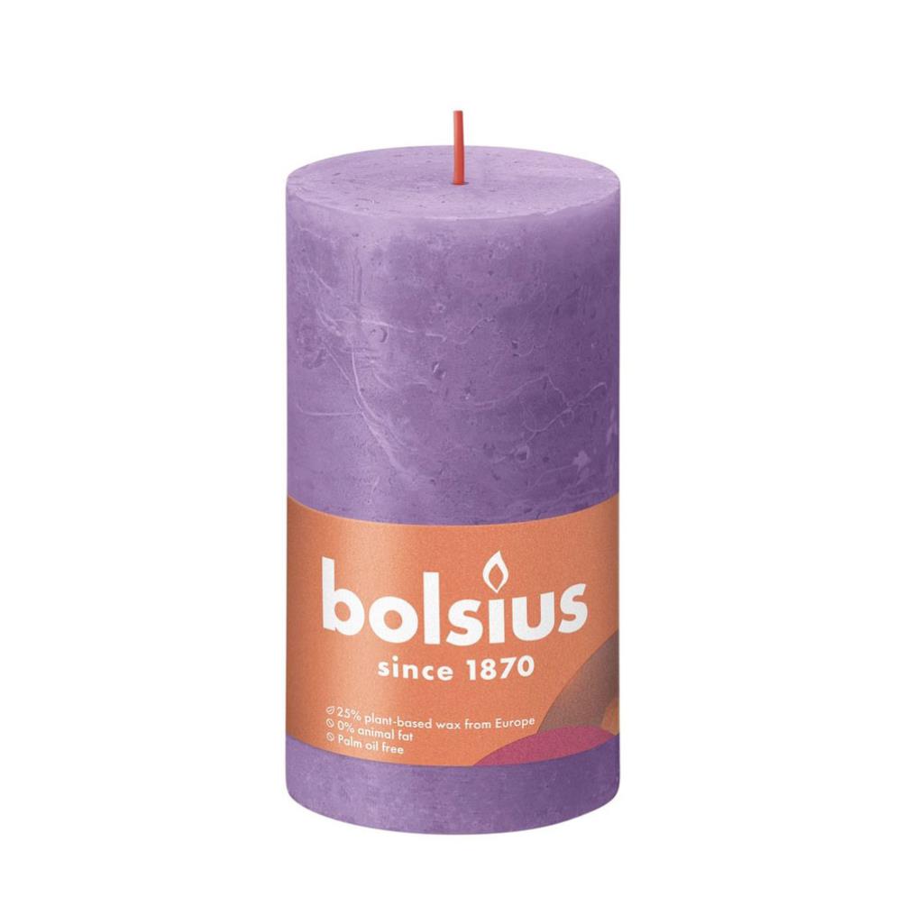 Bolsius Vibrant Violet Rustic Shine Pillar Candle 13cm x 7cm £6.29